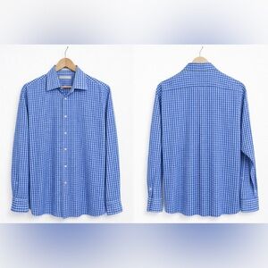 Michael Kors Men’s Blue Plaid Button Down Shirt Sz XL
